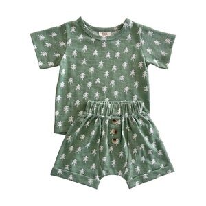 SIIX Kids Green Tree Print Matching Set